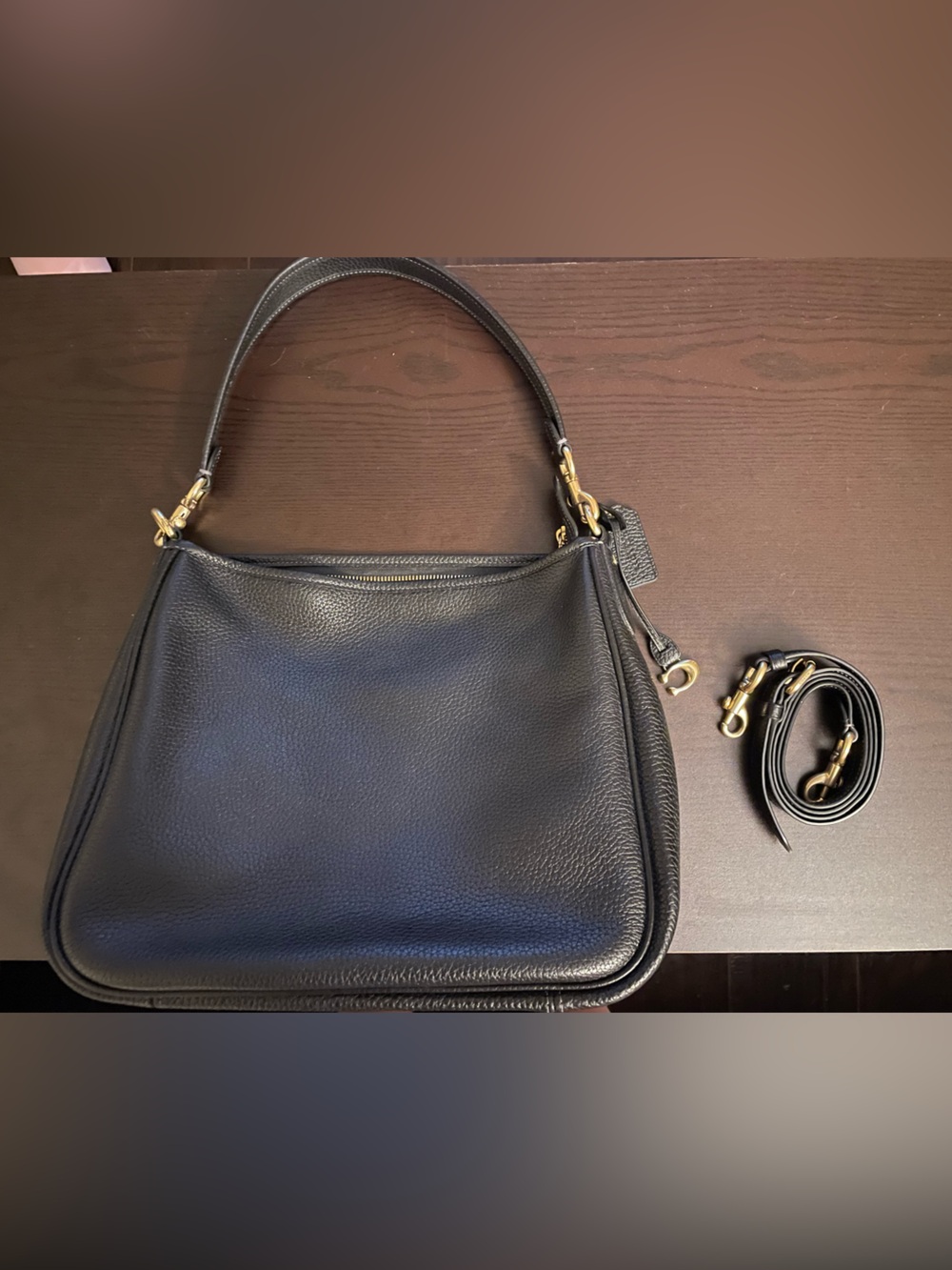 Coach Cary Shoulder Bag Black with Gold Hardware